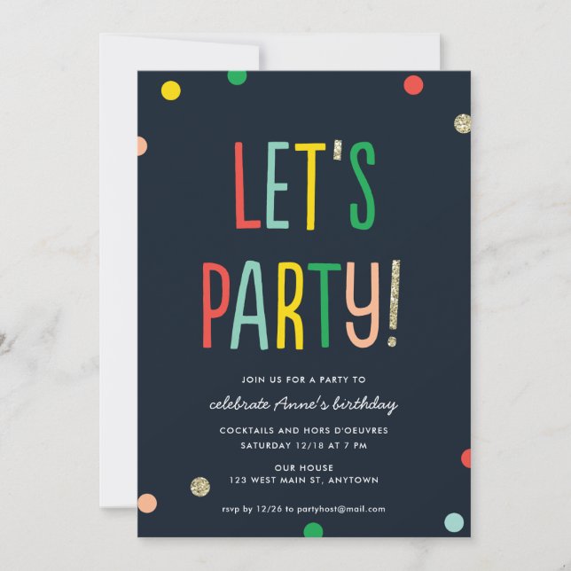¡Vamos Fiesta! Faux Gold Confetti | Invitación de  (Anverso)