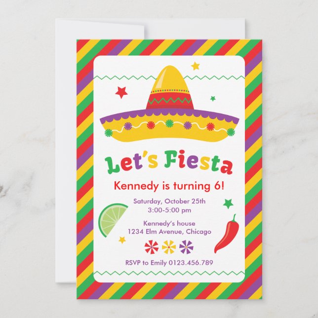 ¡Vamos Fiesta! Invitación a la fiesta de cumpleaño (Anverso)