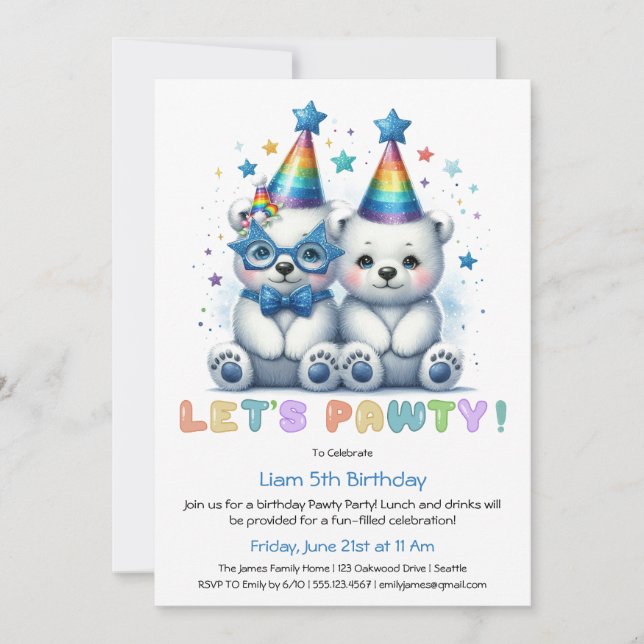 ¡Vamos Fiesta! Invitación al cumpleaños de Cute Po (Anverso)