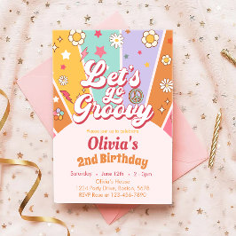 Vamos Groovy Daisy Boho Invitación al cumpleaños