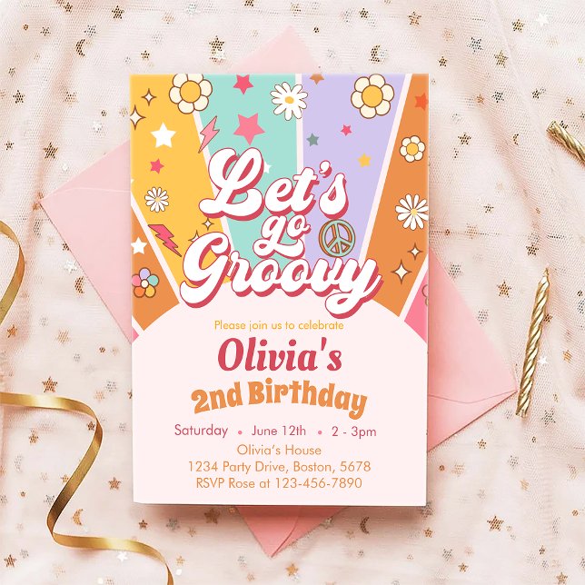 Vamos Groovy Daisy Boho Invitación al cumpleaños (Subido por el creador)