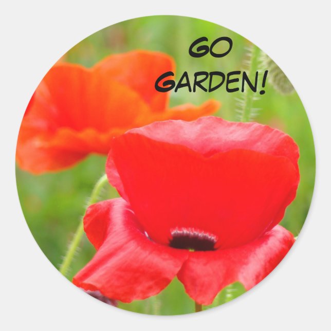 ¡Vamos jardín! pegatinas Flores de amapola roja Ja (Anverso)