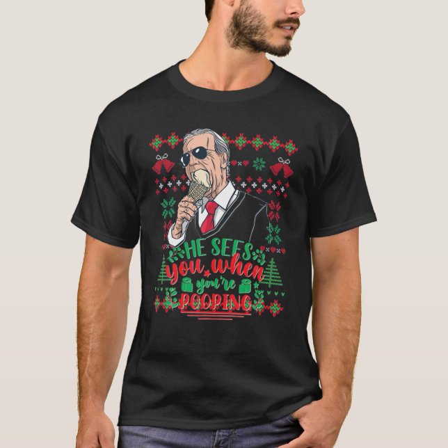 Vamos Navidades feos Sweater Funny Poopy Joe Po (Anverso)