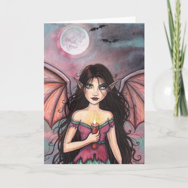 Vampiro de Halloween con tarjeta de vela (Anverso)
