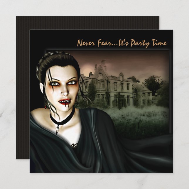 Vampiro En La Invitación De La Fiesta Gótica Hall (Anverso / Reverso)
