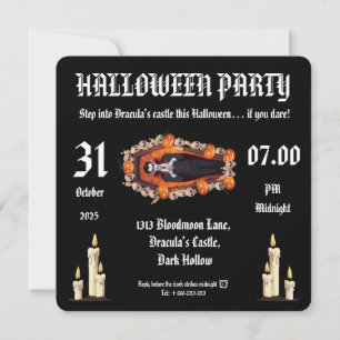 Vampiro 🖤 fiesta de halloween - Tarjeta de invita