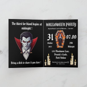 Vampiro 🖤 fiesta de halloween - Tarjeta de invita