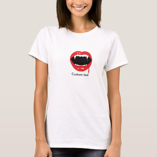 Vampiro Teeth Sangre Halloween Gótico Camiseta arr (Anverso)
