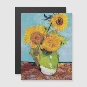 Van Gogh - 3 girasoles en una tarjeta magnética de