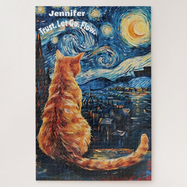 Van Gogh Cute rompecabezas felino (Vertical)