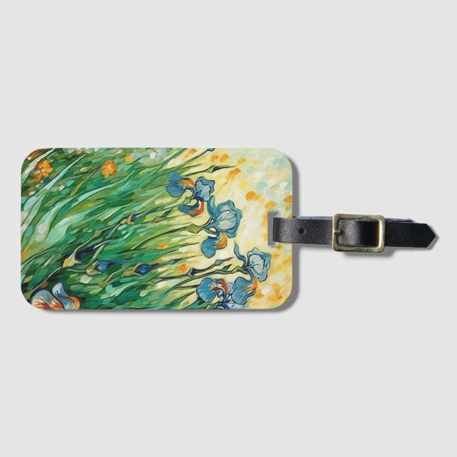 Van Gogh Inspira Etiqueta de equipaje de flores si (Anverso horizontal)