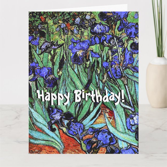 Van Gogh Irises Flores Tarjeta de cumpleaños grand (Anverso)