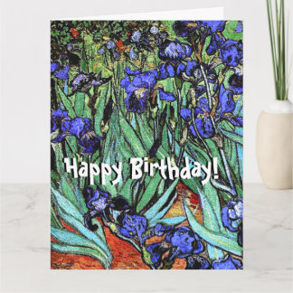 Van Gogh Irises Flores Tarjeta de cumpleaños grand