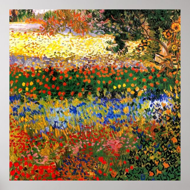 Van Gogh - Jardín de flores, pintura de arte fino, (Frente)
