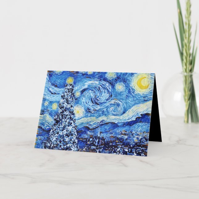 Van Gogh - La noche estrellada - Tarjeta de Navida (Anverso)