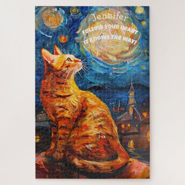 Van Gogh Motivational Kitten Puzzle (Vertical)