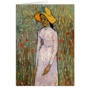 Van Gogh, Muchacha de pie; Fondo de trigo