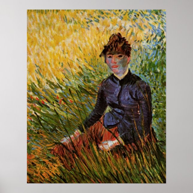 Van Gogh; Mujer Sentada en Hierba, Arte Antiguo (Frente)