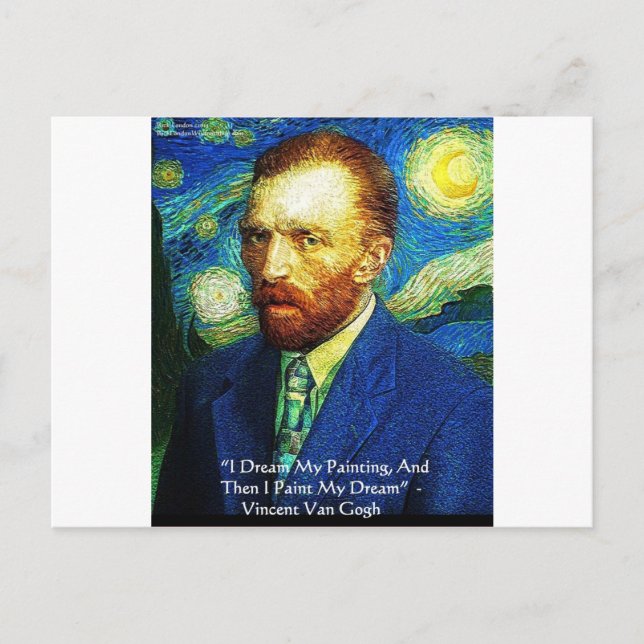 Van Gogh "Paint My Dreams" Regala Tarjetas Mugs Et (Anverso)