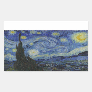 Van Gogh - Pegatina rectangular de noche estrellad