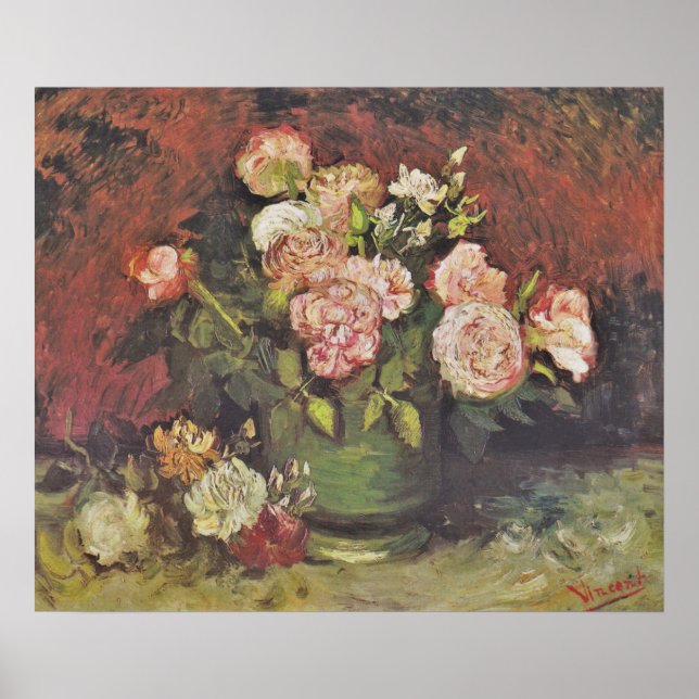 Van Gogh Peonies y Rosas Galería de Arte FloralHD (Frente)