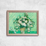 Van Gogh Rosas Vieja Pared Famosa de Arte<br><div class="desc">Poster de Vincent Van Gogh,  Rosas,  1890. Antiguo y famoso cuadro con flores blancas en un frasco y un tono verde de estilo postimpressionista. Licencia CCO,  arte de dominio público. Marco no incluido.</div>