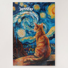 Van Gogh Starry Night Cuke Cat Puzzle