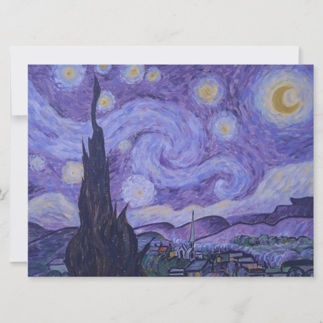 Van Gogh Starry Night Purple Art Imprimir tarjeta  (Anverso)
