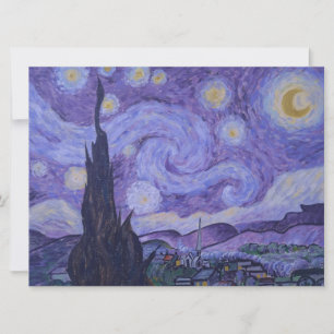 Van Gogh Starry Night Purple Art Imprimir tarjeta