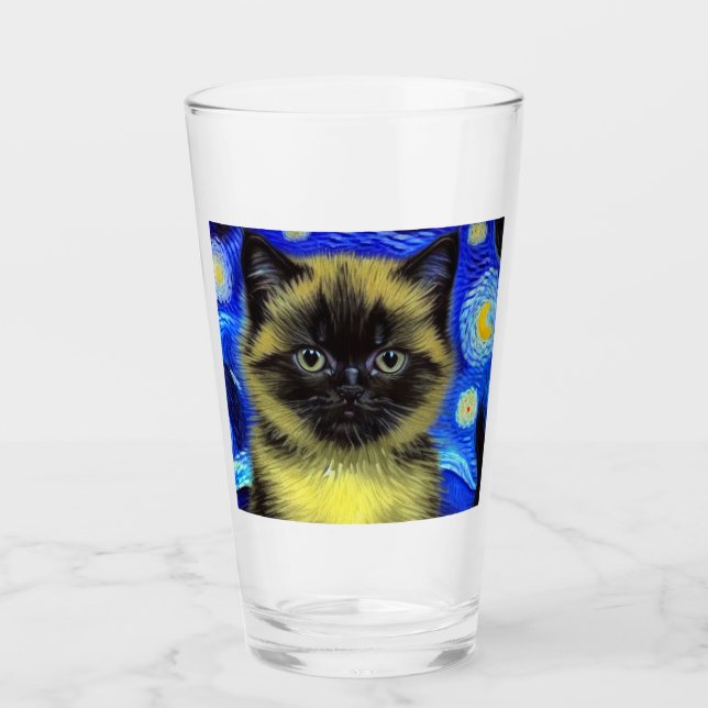 Van Gogh Starry Night Siamese Cat (Anverso)