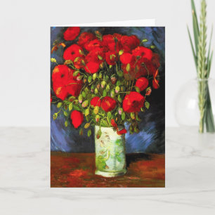 Van Gogh Vase Con Tarjeta De Saludo De Los Poppies