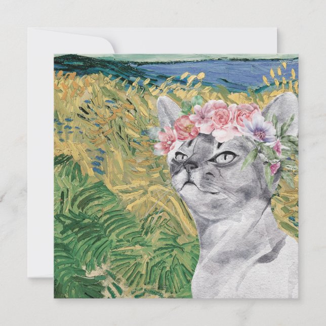 Van Gogh Wheat Field and Fancy Cat (Anverso)