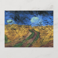 Van Gogh Wheatfield Con Postal Crows