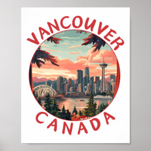 Vancouver en Canadá Arte de viaje vectorial retro