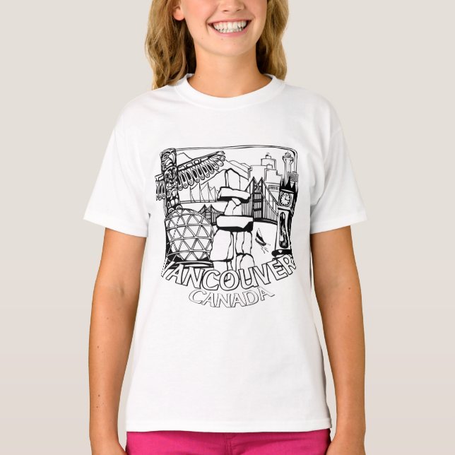 Vancouver Souvenir Chica camiseta Landmark Art Tee (Anverso)