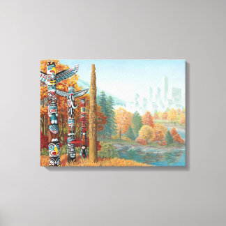 Vancouver Totem Poles Canvas de impresión de arte
