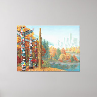 Vancouver Totem Poles Canvas de impresión de arte