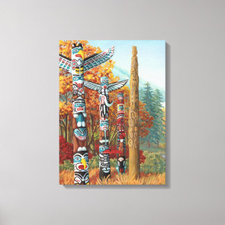 Vancouver Totem Poles Canvas de impresión de arte