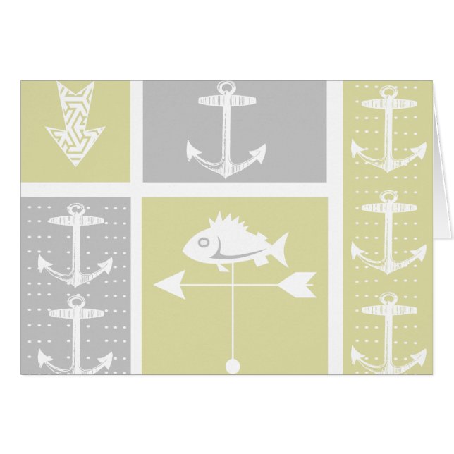 Vane del clima de peces náutico amarillo y gris (Anverso (Horizontal))