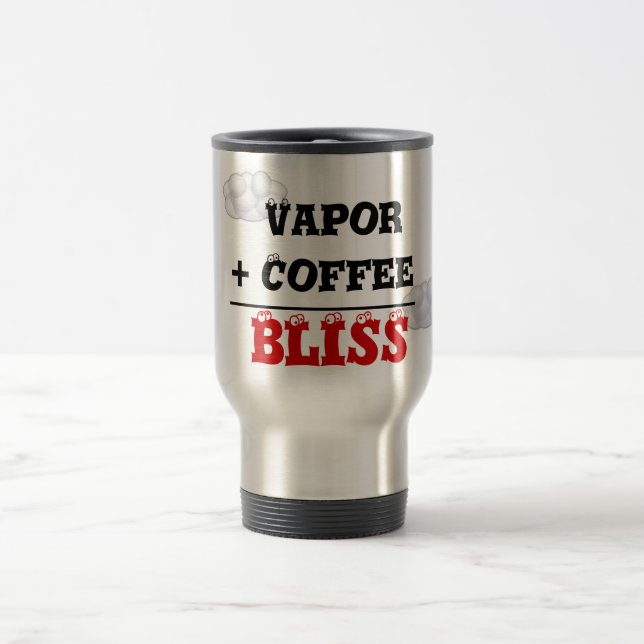Vapor + Taza del café = del viaje de la dicha (Centro)