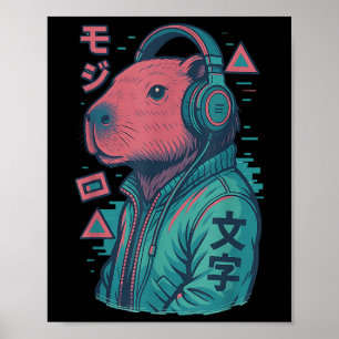 Vaporwave Capybara Anime de arte japonés Manga Uki