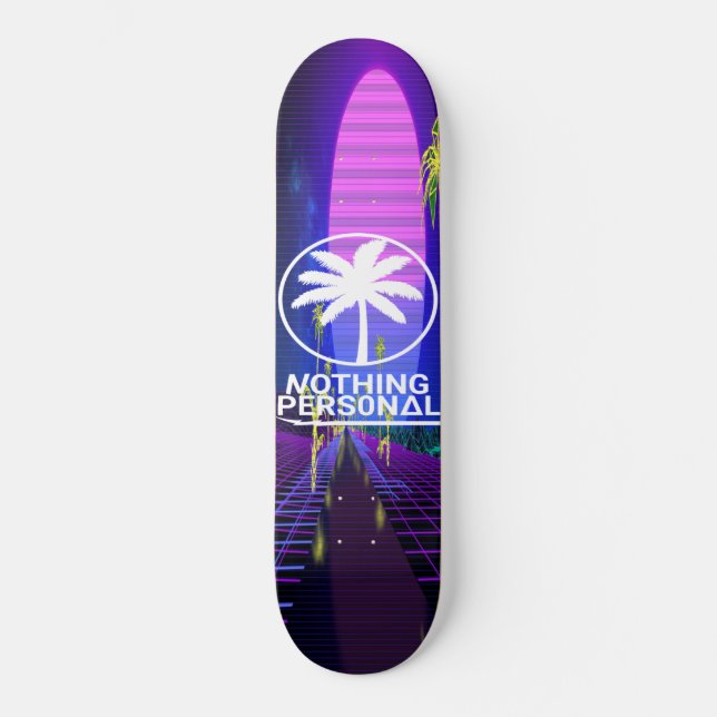 Vaporwave Palmeras Skateboard (Anverso)