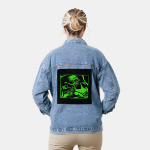 Vaquera Biker Chick verde mujeres negras negar chaqueta