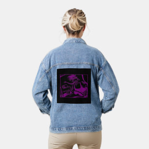 Vaquera Biker Chick violeta mujeres negras denim chaqueta