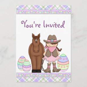 Vaquera, caballo y huevos de Pascua Invitación al 