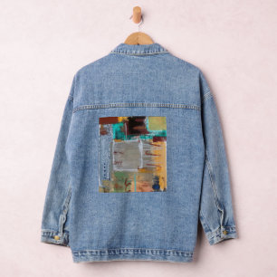 Vaquera Chaqueta de denim con arte abstracto