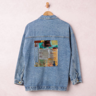 Vaquera Chaqueta de denim con arte abstracto