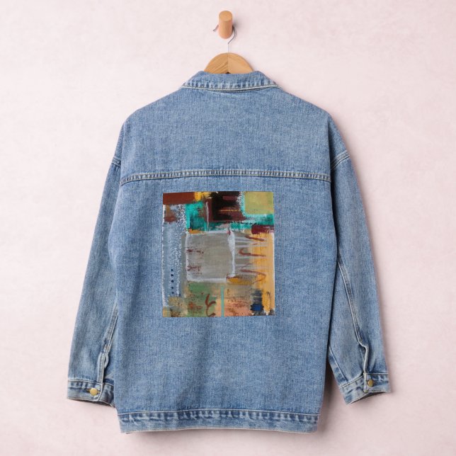 Vaquera Chaqueta de denim con arte abstracto (Hangar)