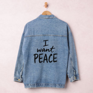 Vaquera Chaqueta de denim con diseño “Quiero Paz”