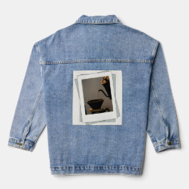 Vaquera Chaqueta de denim con ilustración de té